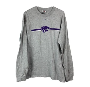 KSU Kansas State University Nike Gris Púrpura Manga Larga Camiseta Grande - Imagen 1 de 6