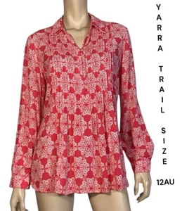 🌻YARRA TRAIL SIZE 12 PINK GEOMETRICAL PRINT PLEATED TUNIC TOP - Picture 1 of 10