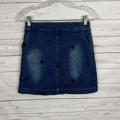 Женская джинсовая мини-юбка Vanessa Bruno Athe размер 34 США 0 с вышивкой - Изображение 1 из 4