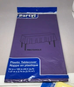 Plastic Table Cover Rectangle 54” X 108” Party Supply--PURPLE ONLY - Picture 1 of 4