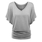 Plus Size Summer Women's V Neck Fashion Batwing Sleeve T-Shirt Blouse Tops