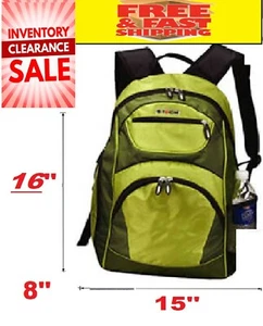 Clearance Sale backpack GREEN backpack High School Travel Rucksack Zipper - Picture 1 of 11