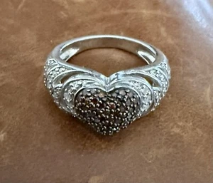 Lovely Michael Drechsler MDJ 925 Paved Chocolate 🤎 & White Diamond Ring Sz 6.25 - Picture 1 of 14