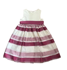AMERICAN PRINCESS Girls 5T Multi Color Striped Ivory Party Dress - Picture 1 of 16