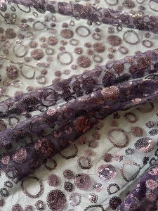Beaded lace Burgandy purple dress fabric width 60 " - Picture 1 of 4