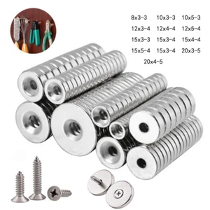 5/10/25Pcs Countersunk Rings Neodymium Rare Earth Magnets with Hole - Picture 1 of 10