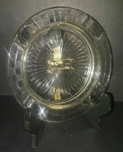Vintage Depression Glass Ashtray Checkered Rim Starburst Center Match Holder - Picture 1 of 6