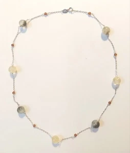 collana in argento 925 con prehnite prenite quarzo citrino e zirconia cubica - Foto 1 di 5