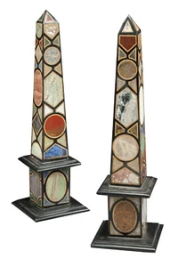 24" two black Marble Obelisk lapis Inlay Art & collectibles home room decor - Picture 1 of 5