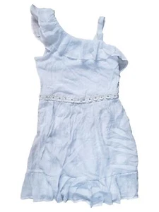 Girls White Bling Flower Ruffled Lightweight Layered Summer Dress 16 - Picture 1 of 1