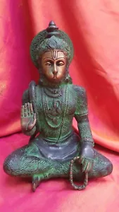 Hanuman Statue Vintage God Bronze Handmade India Hindu Deity Mars Shiva Ram H - Picture 1 of 11