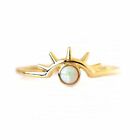 14K Gold 0.20 Ct Natural Opal Gesmstone Beam Ring  Size-3 to 8 US-Jewelzofny