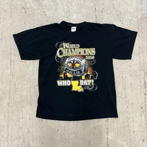 Vintage 2010 NFL Super Bowl Ring Graphic New Orleans Saints T-shirt Size Large L Cover
