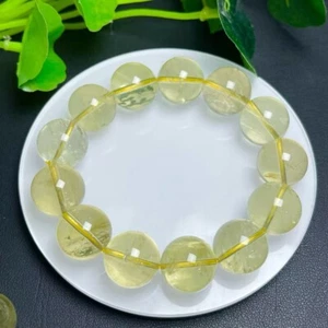 18mm Natural Citrine Bead Bracelet Reiki Crystal Quartz Healing Decorate 1pc - Picture 1 of 6