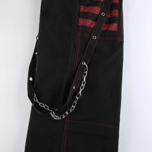 Pantalones holgados de malla punk con bolsillos de empalme cadena vendaje para mujer pantalones de pierna ancha - Imagen 1 de 10