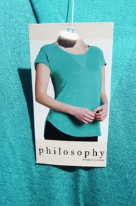 PHILOSOPHY AQUA BLUE POLYESTER BLEND CAP SLEEVE CASUAL HIGH LOW BLOUSE XXL NEW - Picture 1 of 5