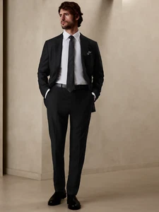 Banana Republic 32 R charakteristische italienische Hopsack Anzughose für Herren schwarz #809141 - Bild 1 von 21