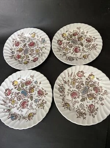 Staffordshire Bouquet by Johnson Bros Multi Floral Swirled Rim Dinner Plate Set4 - Picture 1 of 3