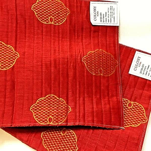 Lot 18 Floral Quilted Silk Upholstery Designer Fabric Sample Red Gold 12" Sq ea. - Picture 1 of 6