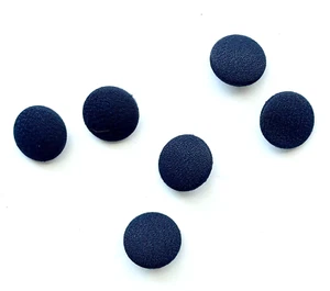 VINTAGE BUNDLE LOT OF 6 NAVY BLUE FABRIC COVERED METAL SHANK BUTTONS 80’s - Picture 1 of 5