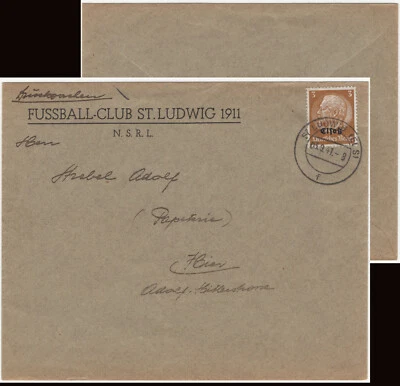 Francia Alemania OCC. ALSACE CD:1941 "FOOTBALL CLUB ST.LUDWIG" 1911 CUBIERTA DE FÚTBOL Foto 1 de 3