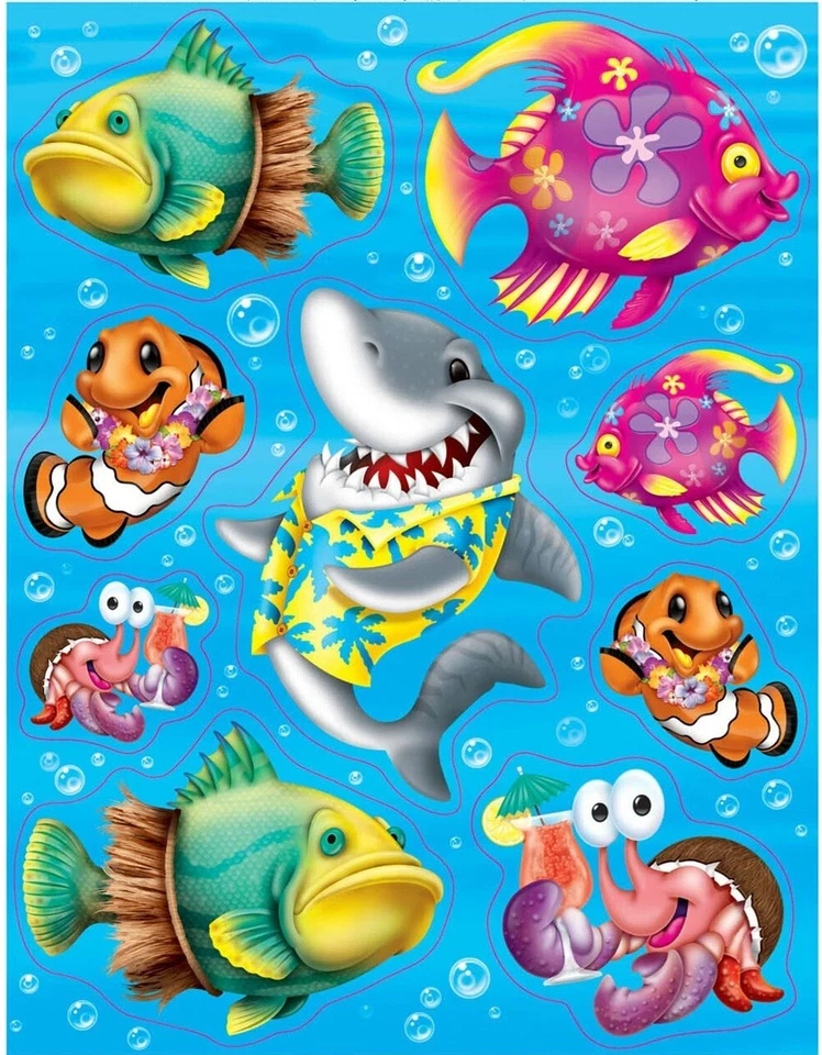 Pegatinas espejo vidrio ventana LUAU TROPICAL FISH ADLINGS decoración fiesta sirena Foto 1 de 2