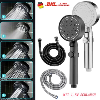 5 Modi Handbrause Wasserspar Duschkopf Filtration Duschbrause Mit 1.5m Schlauch - Bild 1 von 4