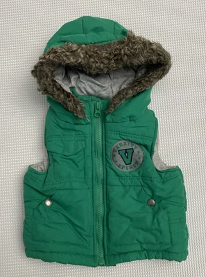 b.t. kids Vest Puffer Girls 18 Months Green Sleeveless Hooded Zip Up Varsity - Изображение 1 из 4