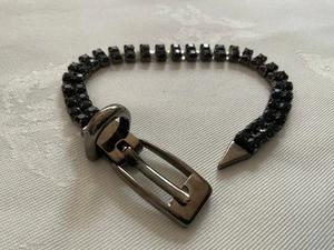 Buckle Fastening Bracelet - Black Crystals - Gun Metal Colour Hardware - Picture 1 of 5