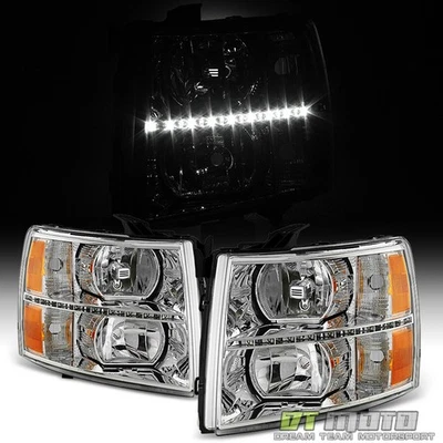 Faros delanteros izquierda+derecha Chevy Silverado 1500 2500HD 3500 2007-2013 tira LED Foto 1 de 4
