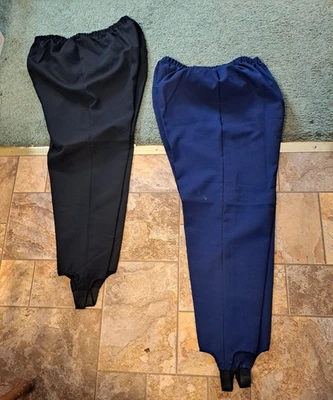 2 Blair Elastic Waist Black & Blue Slacks 16p With Stirups - Image 1 of 4