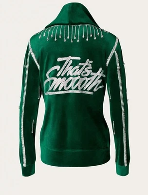 Sudadera con capucha Paris Hilton adornada verde y plateada Foto 1 de 3