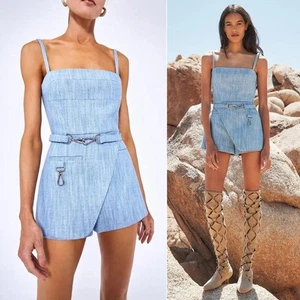 Alexis Camillo Strampler himmelblau eckiger Ausschnitt Baumwolle Leinen Größe M - Bild 1 von 11