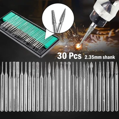 30pcs Emery Burs Set For Electric Grinder Tool 2 35mm Shank Power Tools - Image 1 of 4