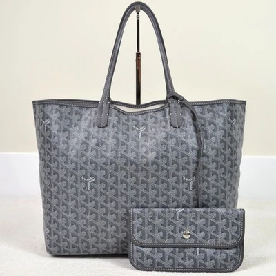 Goyard Saint Louis PM Grey Goyardine Canvas Tote Shoulder Bag Handbag Purse - Image 1 of 4