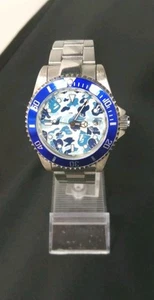 A BATHING APE BAPEX Blue CAMO Salmarina Automatic Men Wristwatch Used Japan - Picture 1 of 5