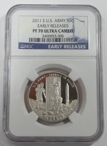 2011 S U.S. Army 50C Early Releases PF 70 ULTRA CAMEO NGC - Picture 1 of 4