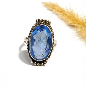 Anillo de tanzanita, joyería de piedras preciosas de tanzanita azul, anillo de plata de ley 925 - Imagen 1 de 4