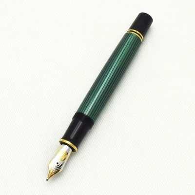 Pelikan Souveran M800 Fountain Pen 18K Gold Nib B Black & Green - Free Shipping - Image 1 of 4