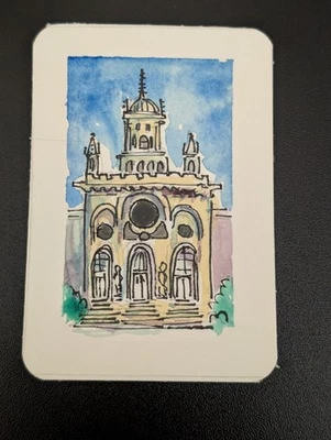 ACEO Original Watercolor & Ink – Historic Church Architecture - Image 1 of 2