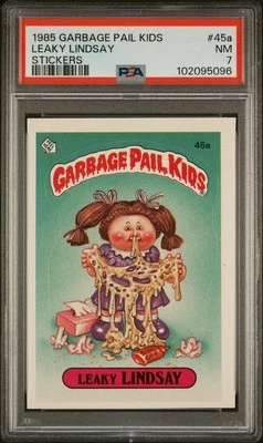 PSA 7 NM 1985 Garbage Pail Kid 45a LEAKY LINDSAY MATTE STICKER CARD  - Image 1 of 2