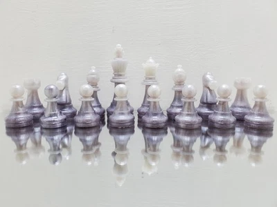 White And Purple ombre Handmade Chess Pieces - Image 1 of 4