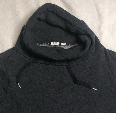 Gap 漏斗领运动衫女式中号羊毛丝绒炭灰色希瑟 — 第 1/4 张图片