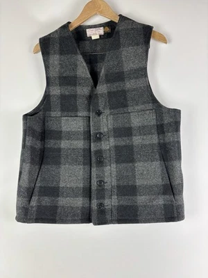 Chaleco Filson Mackinaw Para Hombres Talla 44 100% Lana Virgen Gris Carbón Cuadros EE. UU. DE COLECCIÓN Foto 1 de 4