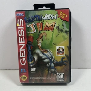 Vintage Sega Genesis Earthworm Jim CIB Complete Box Manual Tested 1994 Video Gam - Picture 1 of 10
