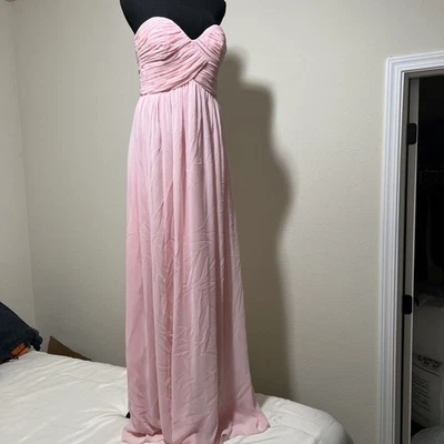 Vestido Formal Donna Morgan Rubor Polvo Pétalo Rosa Gasa Sin Tirantes 8 Largo Foto 1 de 4