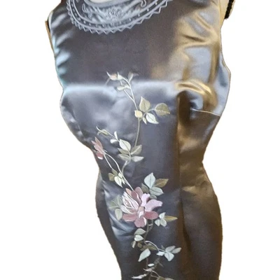 Vestido Vaina Donna Morgan Plateado Líquido Floral Bordado Para Mujer Talla 8 Formal Foto 1 de 4