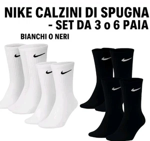 3-6 Paia Calza Tennis NIKE Bianco Nere UOMO Calze Spugna Work Lavoro Sport Padel - Photo 1/4