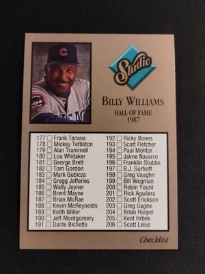 1992 Studio - Billy Williams #263 Checklist  - Image 1 of 4