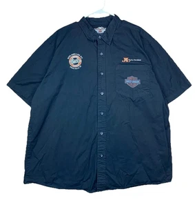Harley Davidson 2XL Button Up Shirt Black Short Sleeve - Picture 1 of 9